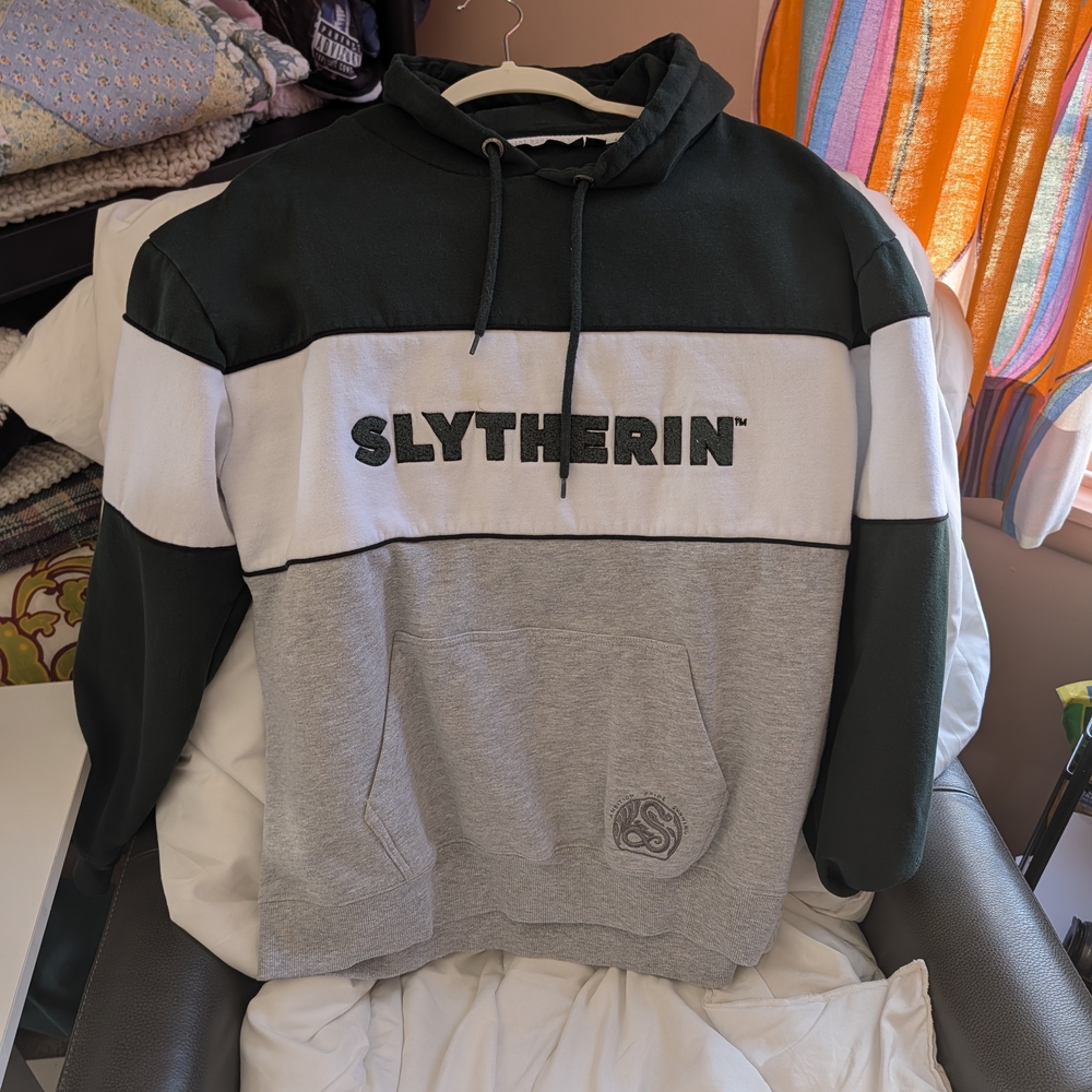 Colorblock Hooded Sweatshirt - Black/White/Gray - Picture 3 of 6